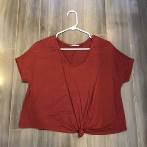 Casual Crop T-Shirt with Tie Front